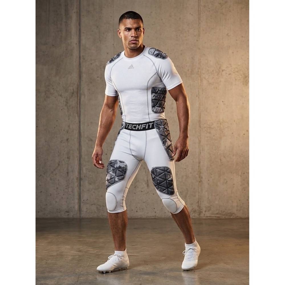 Adidas Techfit Football Padded Shirt and Girdle Set White Camo S MAF1001 MAF3004